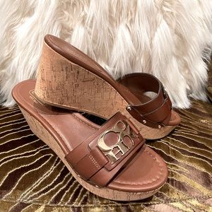 Vintage✨As NEW!✨COACH Cork Wedge Sandal Slides Sz 8 HTF!